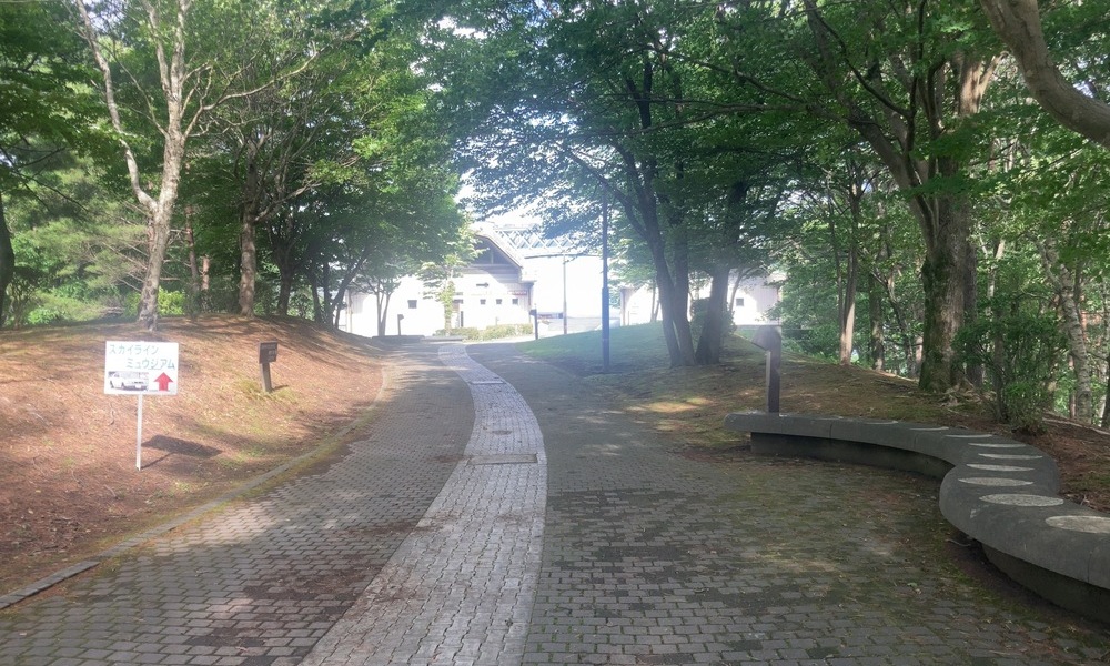 木立の散策路。「誰にでも、その丘がある」。